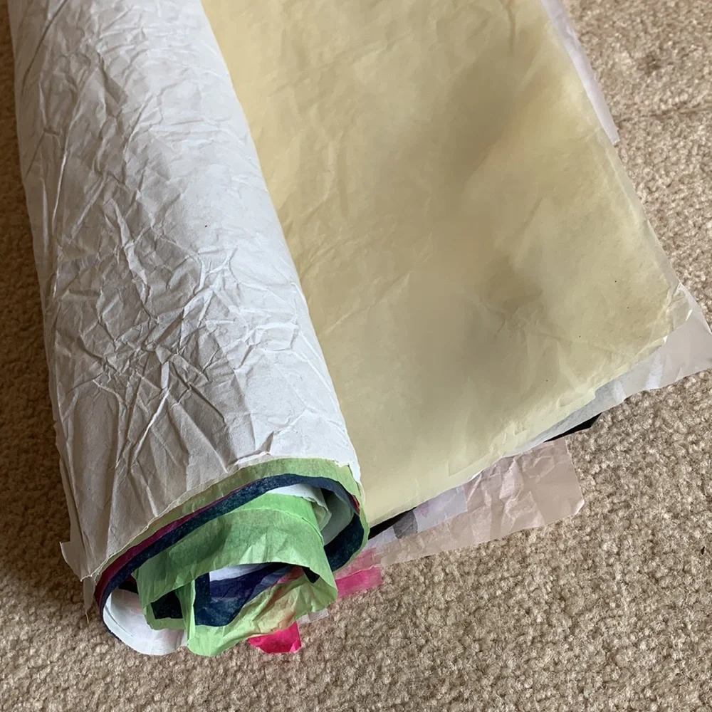 1 lb used tissue paper and 62 pieces packing/moving paper
